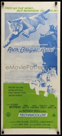 4r873 RUN COUGAR RUN Aust daybill 1976 Walt Disney, Stuart Whitman, big cat adventure!