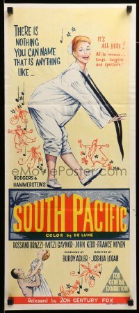 4r903 SOUTH PACIFIC Aust daybill '59 art of Mitzi Gaynor, Rodgers & Hammerstein musical!