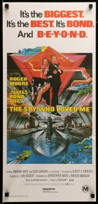 4r908 SPY WHO LOVED ME Aust daybill R80s great art of Roger Moore as James Bond 007 by Bob Peak!