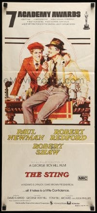 4r918 STING Aust daybill '74 art of con men Paul Newman & Robert Redford by Richard Amsel