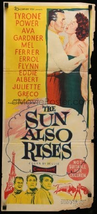 4r925 SUN ALSO RISES Aust daybill '57 artwork of Tyrone Power, Ava Gardner, Mel Ferrer, Errol Flynn!