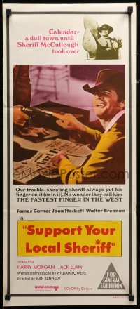 4r928 SUPPORT YOUR LOCAL SHERIFF Aust daybill '69 James Garner is the fastest finger in the West!