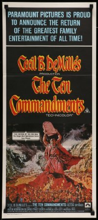 4r941 TEN COMMANDMENTS Aust daybill R72 art of Charlton Heston w/tablets, Cecil B. DeMille!