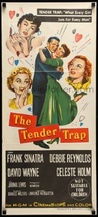 4r942 TENDER TRAP Aust daybill '55 Sinatra prefers Debbie Reynolds, Celeste Holm & Jarma Lewis!