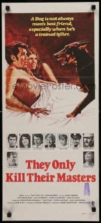 4r948 THEY ONLY KILL THEIR MASTERS Aust daybill '72 James Garner & Doberman Pincer dog in bed!