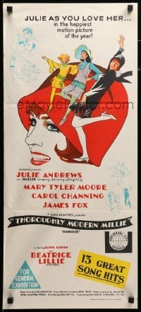 4r952 THOROUGHLY MODERN MILLIE Aust daybill '67 art of singing & dancing Julie Andrews!