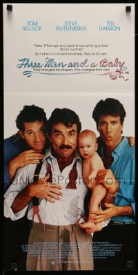 4r954 THREE MEN & A BABY Aust daybill '87 Tom Selleck, Ted Danson, Steve Guttenberg!