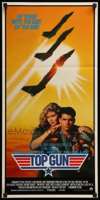 4r957 TOP GUN Aust daybill '86 great image of Tom Cruise & Kelly McGillis, Navy fighter jets!