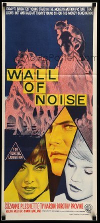 4r978 WALL OF NOISE Aust daybill '63 sexy Suzanne Pleshette, Ty Hardin, Dorothy Provine,horse racing