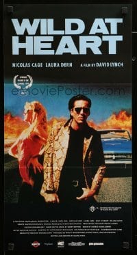 4r984 WILD AT HEART Aust daybill '90 David Lynch, cool different image of Nicolas Cage & Dern!