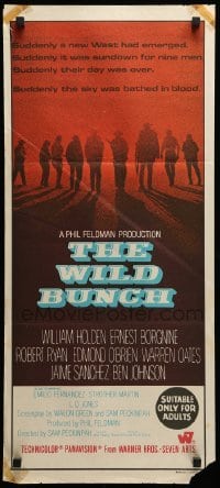 4r985 WILD BUNCH Aust daybill '70 Sam Peckinpah cowboy classic, William Holden & Ernest Borgnine!