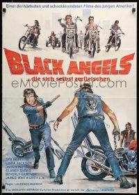 4r167 BLACK ANGELS German R1977 God forgives, but these crazed bikers don't, cool motorcycle art!