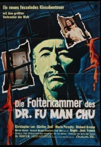 4r177 CASTLE OF FU MANCHU German '69 cool art of Asian villain Christopher Lee, Jess Franco!
