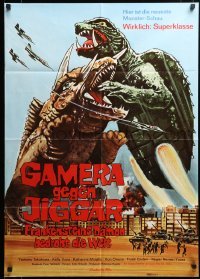 4r207 GAMERA VS MONSTER X German '72 Gamera tai Daimaju Jaiga, cool battle artwork!