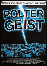 4r262 POLTERGEIST German '82 Tobe Hooper, blue art of the planned community of Cuesta Verde!