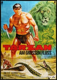 4r298 TARZAN & THE GREAT RIVER German R70s art of Mike Henry in the title role with animals!