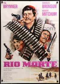 4r309 VILLA RIDES German R70s art of Yul Brynner as Pancho & Robert Mitchum, Sam Peckinpah