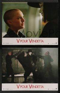 4r498 V FOR VENDETTA 8 French LCs '05 Wachowskis, Natalie Portman, Hugo Weaving, Guy Fawkes!