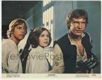 4s891 STAR WARS color 11x14 still '77 best c/u of Harrison Ford, Carrie Fisher & Mark Hamill!