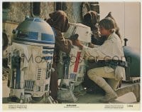 4s894 STAR WARS color 11x14 still '77 Mark Hamill & Jawas with R2-D2 & other broken droid!