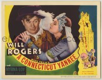 4s100 CONNECTICUT YANKEE TC R36 c/u of Will Rogers & sexiest Myrna Loy, from Mark Twain novel!