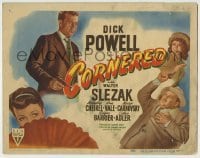 4s101 CORNERED TC '46 great art of the NEW rougher & tougher Dick Powell with gun!