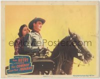 4s588 COWBOY & THE INDIANS LC #4 '49 c/u of Gene Autry & Sheila Ryan riding together on Champion!