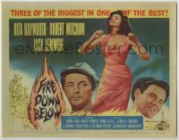 4s146 FIRE DOWN BELOW TC '57 full-length sexy Rita Hayworth, Robert Mitchum & Jack Lemmon!