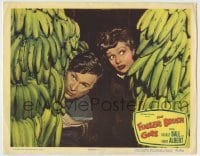 4s648 FULLER BRUSH GIRL LC #3 '50 close up of Lucille Ball & Eddie Albert hiding behind bananas!