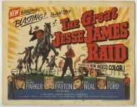 4s170 GREAT JESSE JAMES RAID TC '53 Willard Parker, Barbara Payton, cool outlaw artwork!