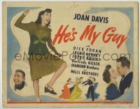 4s180 HE'S MY GUY TC '40 wacky World War II working girl Joan Davis and cast!