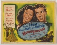 4s185 HONEYMOON TC '47 great artwork of newlyweds Shirley Temple & Guy Madison in Mexico!