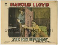 4s713 KID BROTHER LC '27 Harold Lloyd tries to trick man into thinking he's a girl behind sheet!