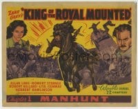 4s220 KING OF THE ROYAL MOUNTED chapter 1 TC '40 Zane Grey serial, Manhunt, cool full-color art!