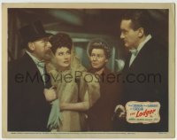 4s731 LODGER LC '43 George Sanders holding gun warns Merle Oberon about Jack the Ripper!