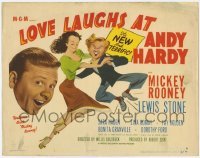 4s255 LOVE LAUGHS AT ANDY HARDY TC '47 Mickey Rooney, great different art by Al Hirschfeld!