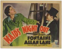 4s263 MAID'S NIGHT OUT TC '38 great image of dapper Allan Lane holding ladder for Joan Fontaine!