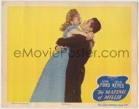 4s754 MATING OF MILLIE LC #2 '50 best romantic portrait of Glenn Ford & Evelyn Keyes embracing!