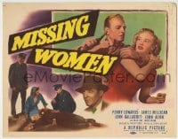 4s285 MISSING WOMEN TC '51 close up of Penny Edwards grabbed by creepy guy with gun!