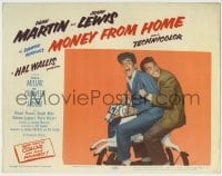 4s767 MONEY FROM HOME 3D LC #1 '54 wacky close up of Dean Martin & Jerry Lewis on hobby horse!