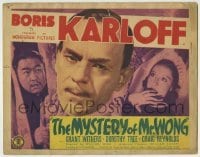 4s301 MYSTERY OF MR WONG TC '39 great super close up of Asian detective Boris Karloff!