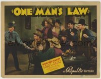 4s323 ONE MAN'S LAW TC '40 Don 'Red' Barry holds outlaws at gunpoint by poker table!