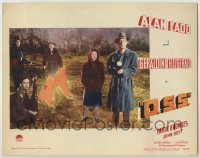 4s796 O.S.S. LC '46 Geraldine Fitzgerald standing by Alan Ladd with flashlight outdoors!