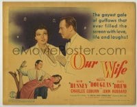 4s325 OUR WIFE TC '41 Melvyn Douglas keeps wife Ruth Hussey in line by spanking her!