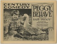 4s333 PEGGY BEHAVE TC '22 great close up image of Baby Peggy and goose, Century Comedy!