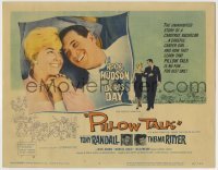4s339 PILLOW TALK TC '59 romantic close up of Rock Hudson & Doris Day smiling really big!