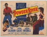 4s342 POWDER RIVER TC '53 cowboy Rory Calhoun pointing two guns + sexy Corinne Calvet!