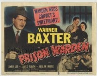 4s348 PRISON WARDEN TC '49 foolish warden Warner Baxter weds Anna Lee, a convict's sweetheart!