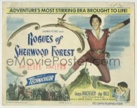 4s384 ROGUES OF SHERWOOD FOREST TC '50 John Derek as the son of Robin Hood in joust!