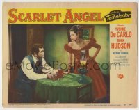 4s855 SCARLET ANGEL LC #7 '52 sailor Rock Hudson drinking booze by sexy gambler Yvonne DeCarlo!